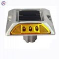 Double side led flashing aluminum solar road stud with pillar on back cat eye 4