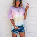 Ladies tie-dye loose T-shirt with gradient print 2