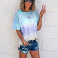 Ladies tie-dye loose T-shirt with gradient print 3