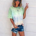 Ladies tie-dye loose T-shirt with gradient print 4