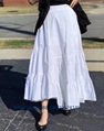 Fashon new women pleated woven ankle skirt with big raffer 