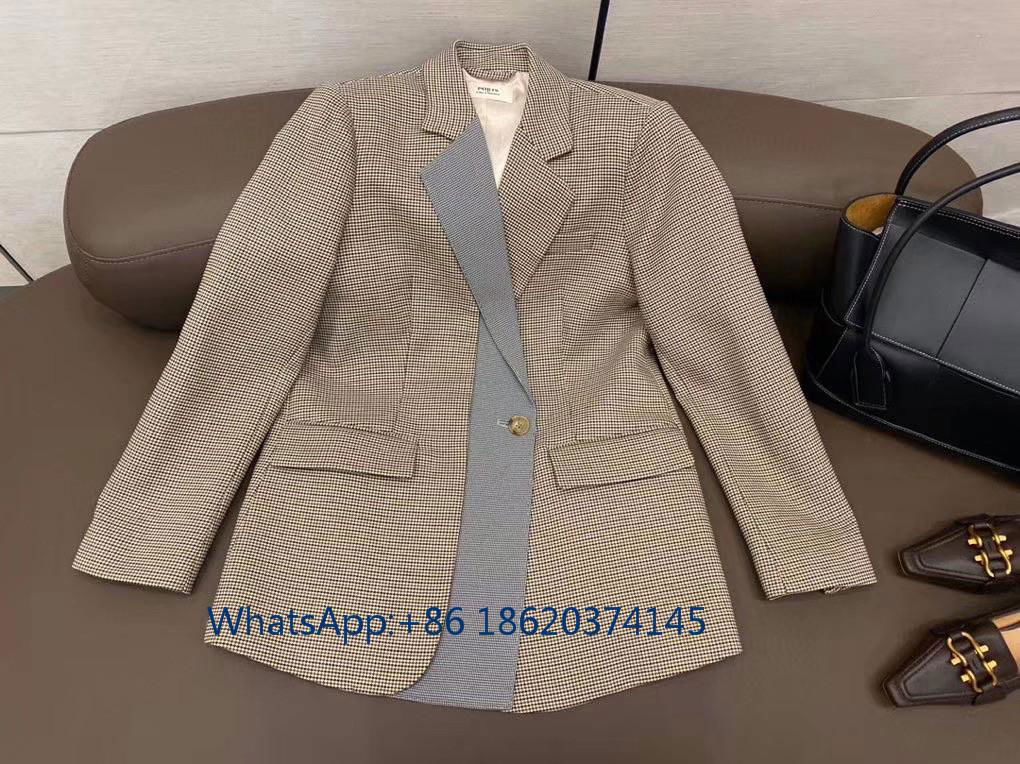PORTS1916 Office uniform weater top fashion lattice open button long sleeve suit 3