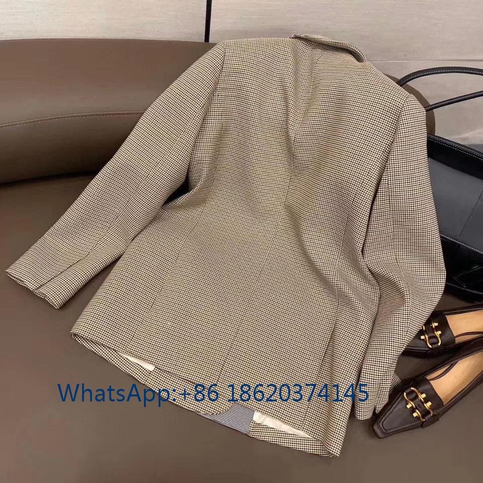PORTS1916 Office uniform weater top fashion lattice open button long sleeve suit 4