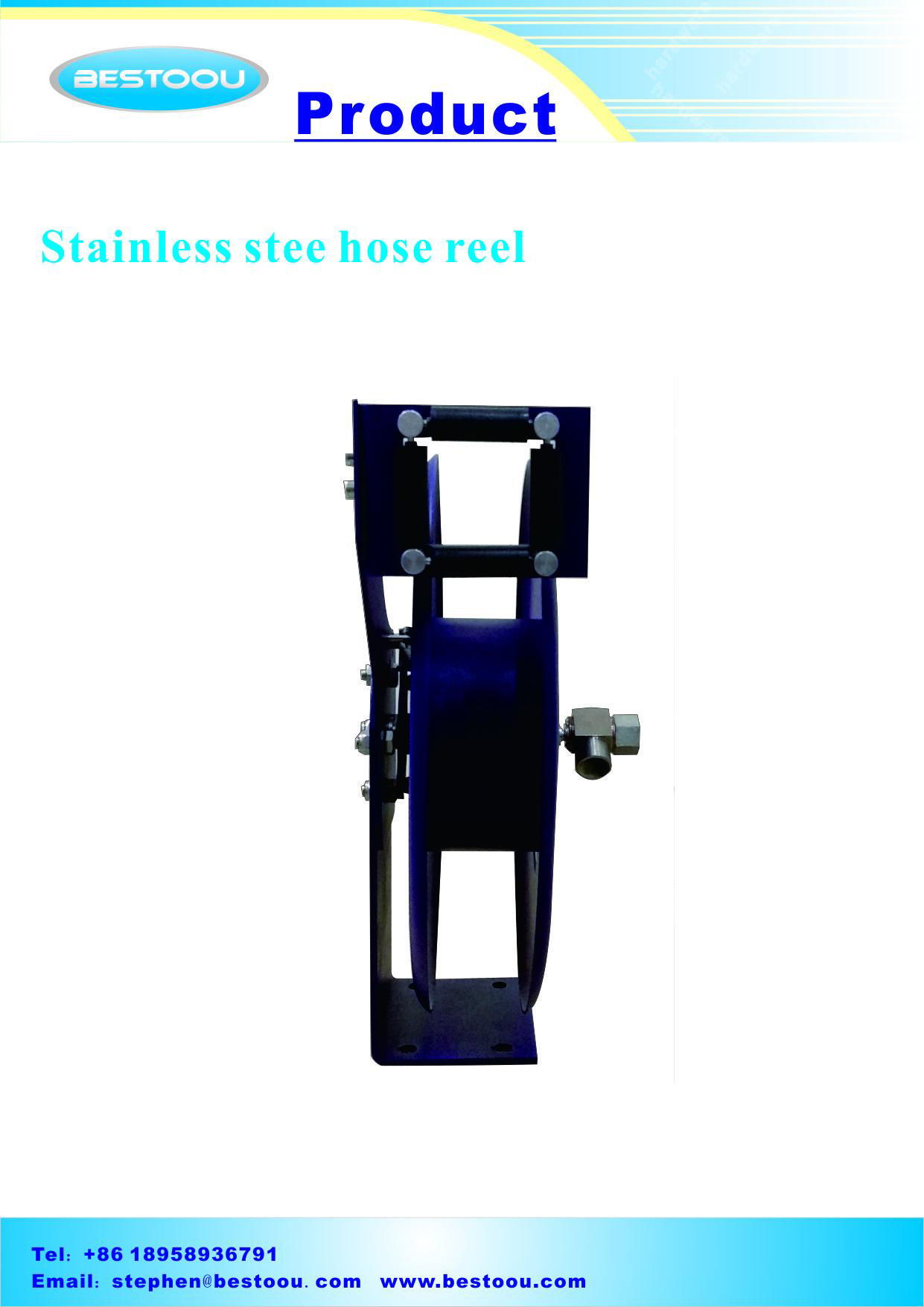 Auto-rewind stainless steel hose reel