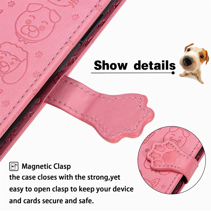 For Apple Iphone SE 2020 Leather Case Cat Dog Embossed Flip Wallet Cover 3