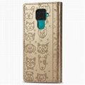 For Huawei nova 5i Pro Leather Case Cat Dog Embossed Flip Wallet Cover 2