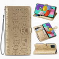 For Samsung A71 Leather Case Cat Dog Embossed Flip Wallet Cover