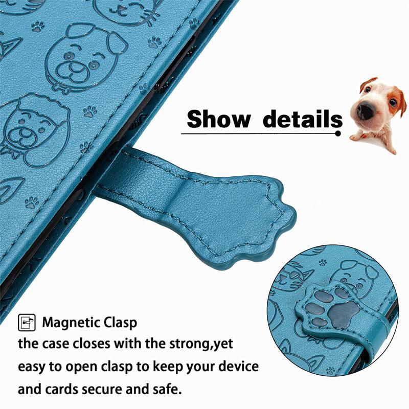 For Samsung Galaxy S20 Ultra Leather Case Cat Dog Embossed Flip Wallet Cover 3