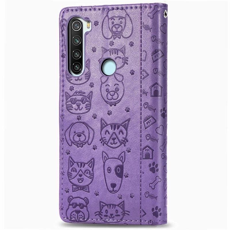 For Xiaomi Redmi NOTE 8T Leather Case Cat Dog Embossed Flip Wallet Cover 2