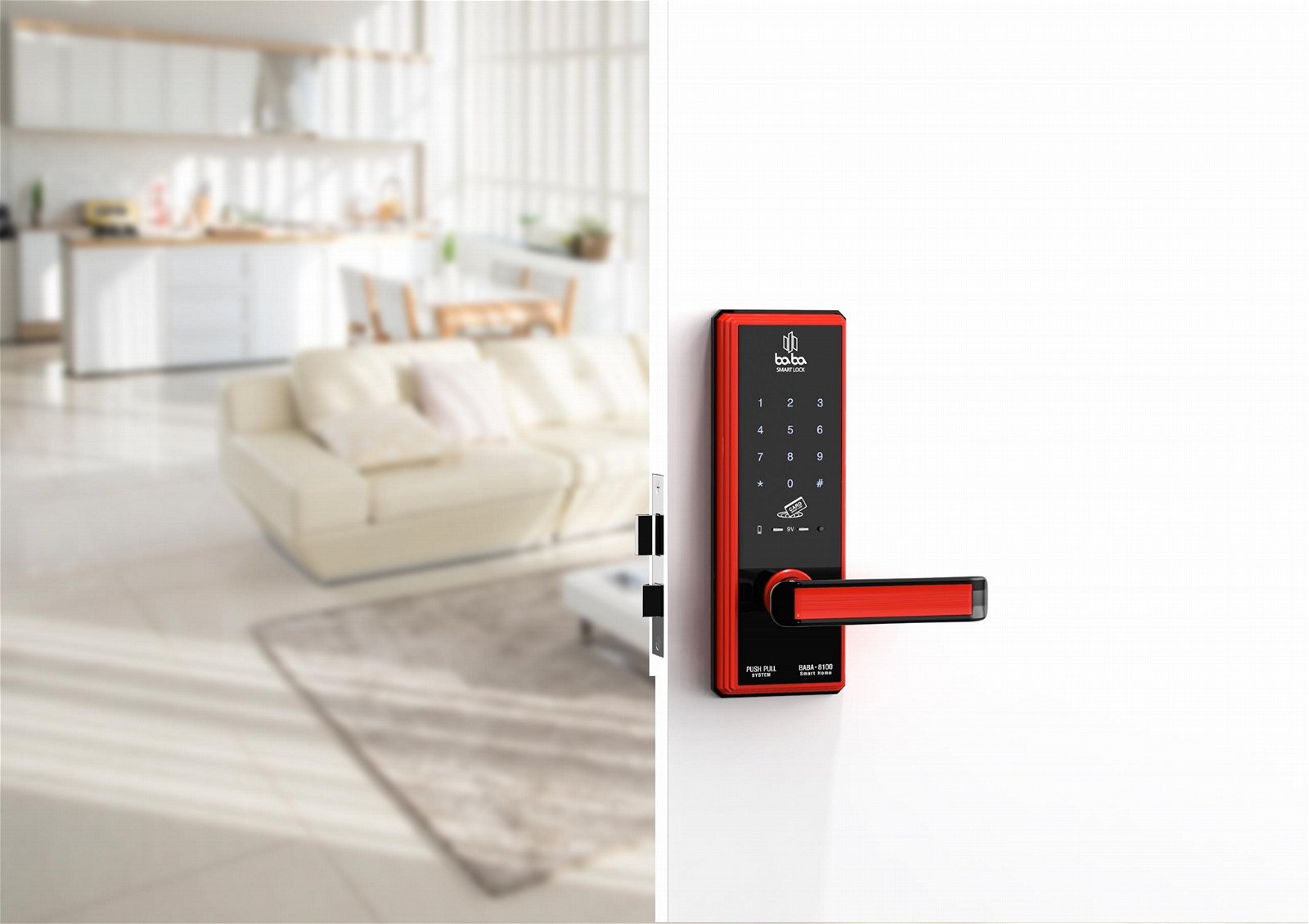 Electronic smart door lock BABA 8100 swipe card handle door lock knob 2