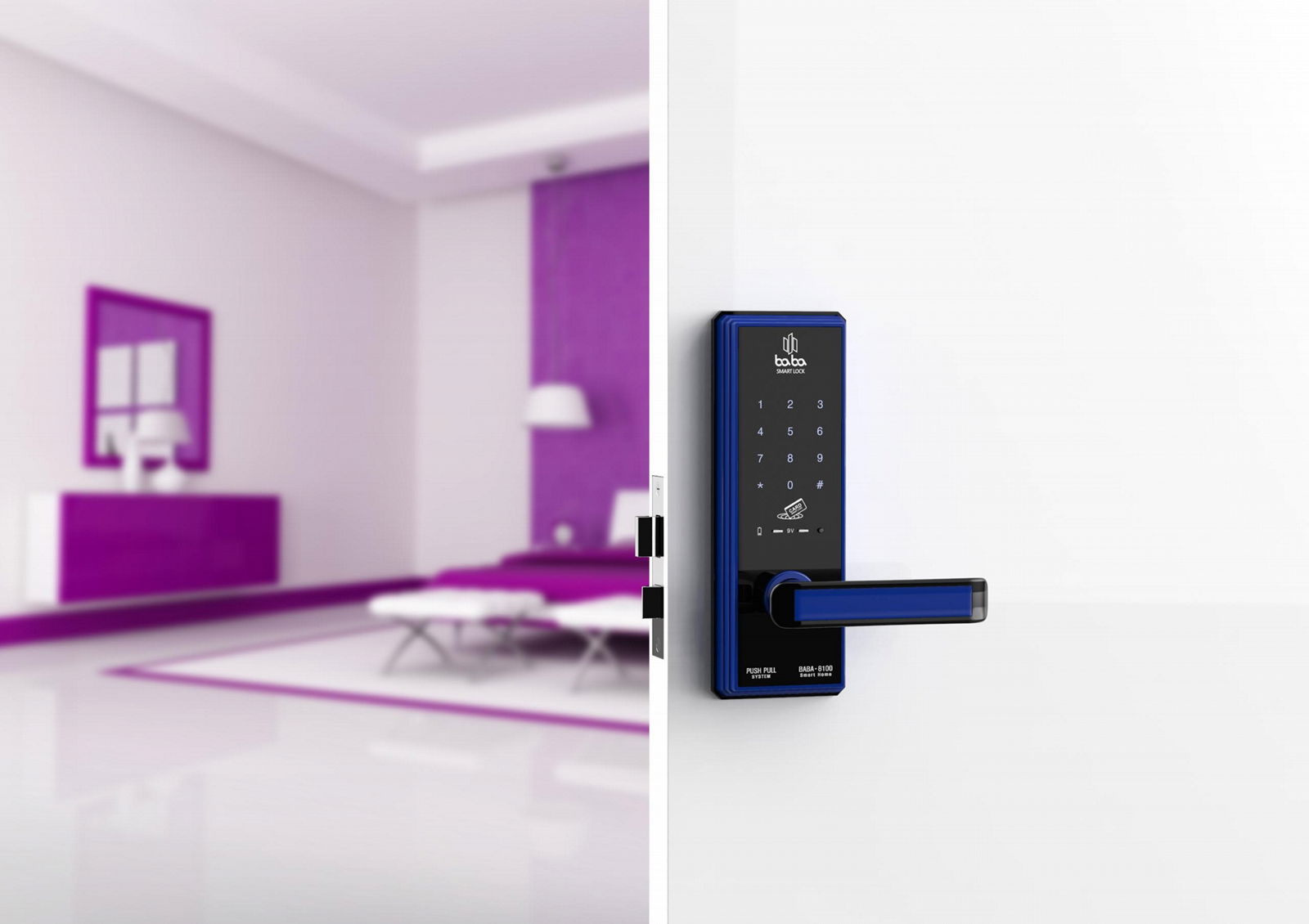 Electronic smart door lock BABA 8100 swipe card handle door lock knob 4