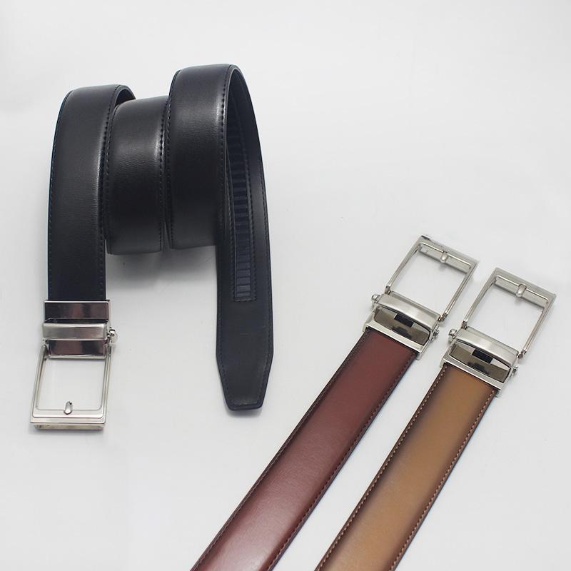 customized men's split leather belt with automatic buckle 