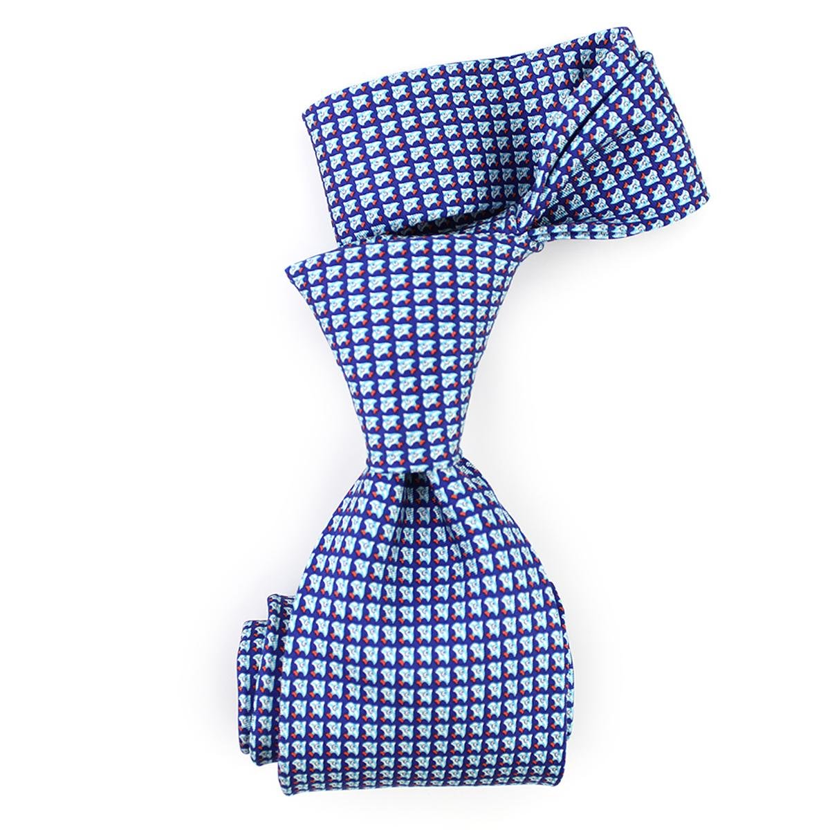 Men's 100% Silk Twill Custom Repeating Tropical Undersea Dolphin Fish Print Tie