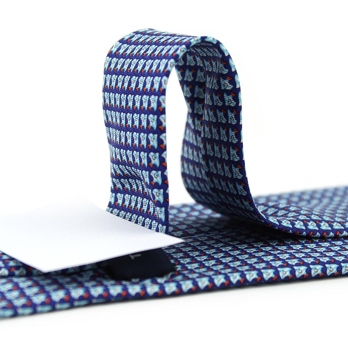 Men's 100% Silk Twill Custom Repeating Tropical Undersea Dolphin Fish Print Tie 3