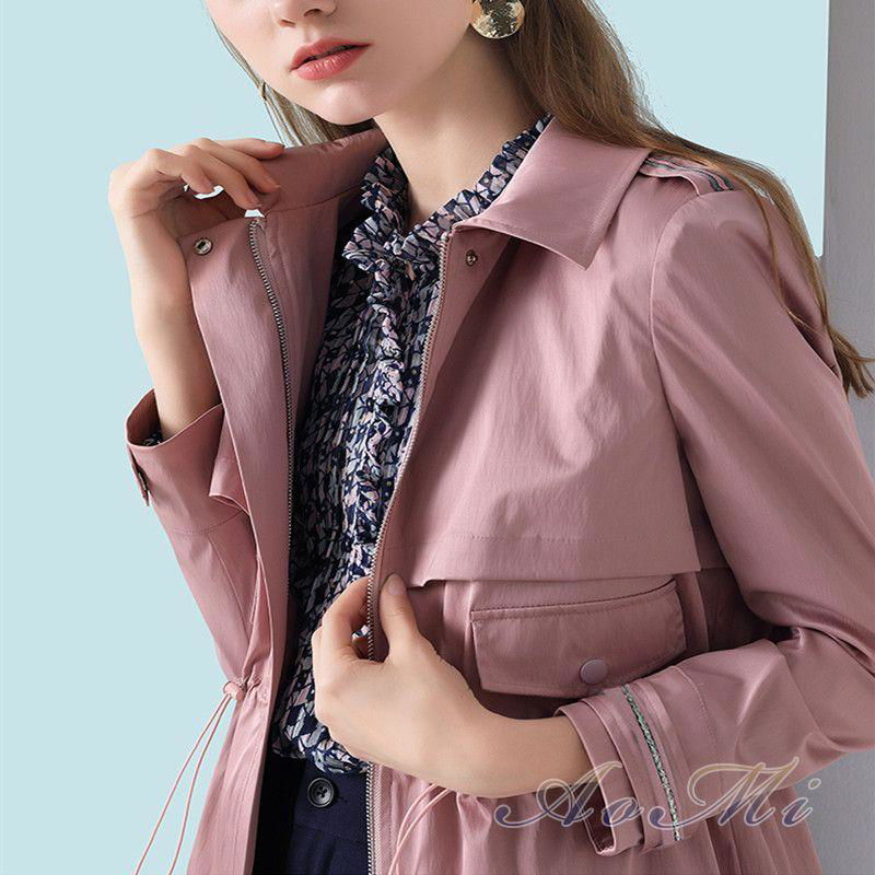 Spring and autumn pink short windbreaker fashion wild coat AOMI-K001 2