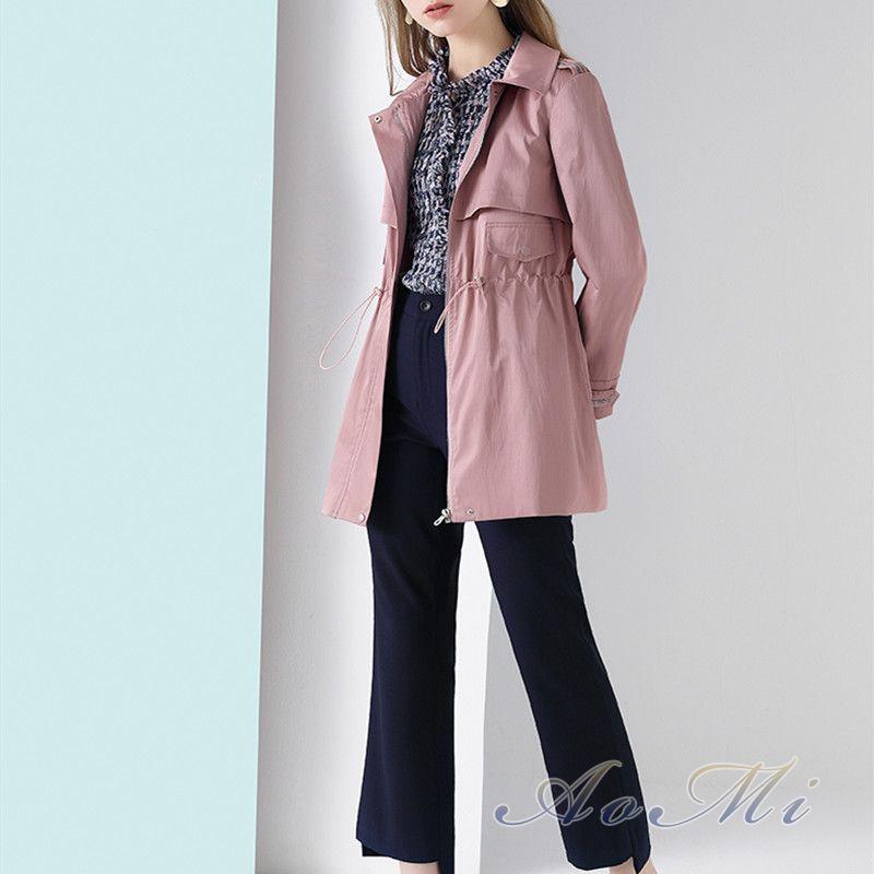 Spring and autumn pink short windbreaker fashion wild coat AOMI-K001 3