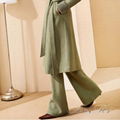 Green long woolen coat Women's Suits AOMI-F000