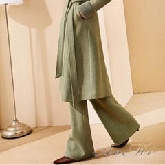 Green long woolen coat Women's Suits