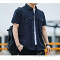 Summer new men's cotton loose short sleeve shirt AOMI-R007 1