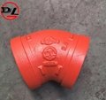 ductile iron grooved pipe fittings 45 degree grooved equal reducing elbow 