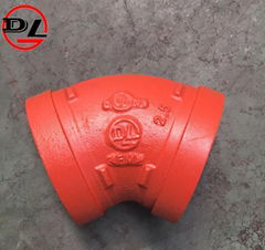 ductile iron grooved pipe fittings 45 degree grooved equal reducing elbow 