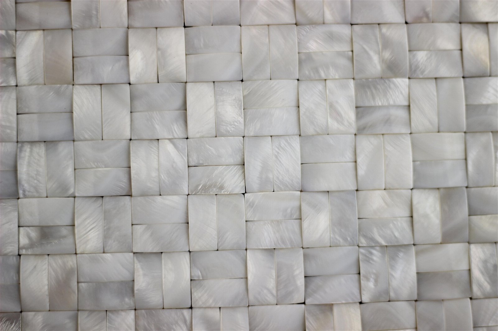 3D Bamboo Weaving Pattern White Fresh Water Shell Mosaic Tiles Mounted on Mesh 2
