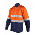 Wholesale high visibility cotton men's long sleeve work shirt with reflective st 2