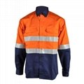Wholesale high visibility cotton men's long sleeve work shirt with reflective st