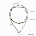 fashion Vintage Punk jewelry Multi layered Link Chain moon pendant Necklace  4