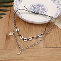 fashion Vintage Punk jewelry Multi layered Link Chain moon pendant Necklace  5