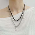 fashion Vintage Punk jewelry Multi layered Link Chain moon pendant Necklace  1