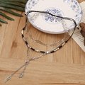 punk jewelry multi layered leaf pendant braided beads necklace  3
