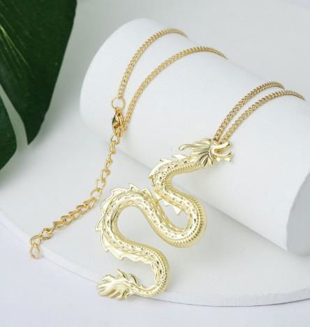 Fashion jewelry 2020 dragon pendant necklace with gold and silver color chain 3