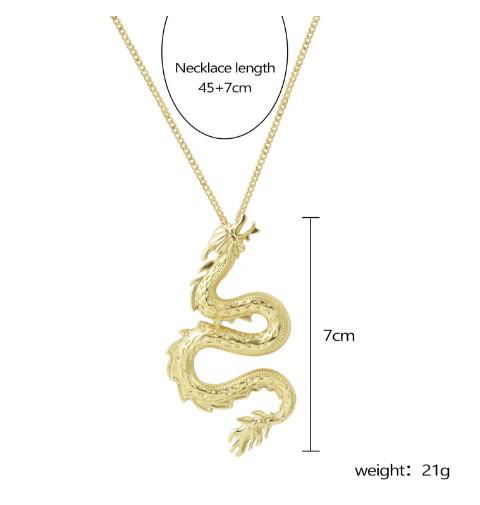 Fashion jewelry 2020 dragon pendant necklace with gold and silver color chain 5