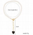 fashion jewelry pearl necklace with black heart pendant  4