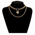 fashion jewelry double layered gold chain locket heart pendant necklace 4