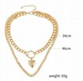 fashion jewelry double layered gold chain locket heart pendant necklace 5