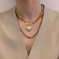 fashion jewelry double layered gold chain locket heart pendant necklace 1