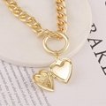 fashion jewelry double layered gold chain locket heart pendant necklace 2