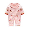 High quality baby girl rompers 100% cotton baby clothing set with cardigan  2