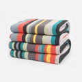 Rainbow Stripe Knitted Newborn Baby Blanket with Sherpa 