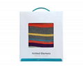 Rainbow Stripe Knitted Newborn Baby Blanket with Sherpa  3