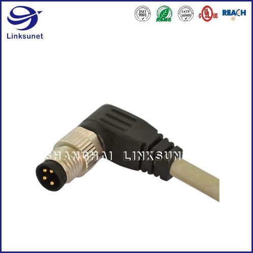 M8 3 Pin Waterproof connector and Wire 90° Screw Type Unshielded for automotive 