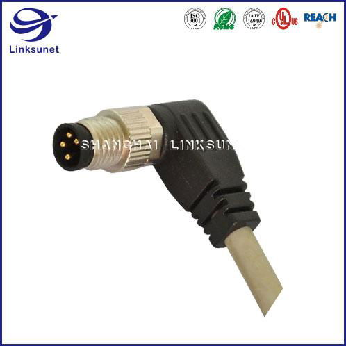 M8 3 Pin Waterproof connector and Wire 90° Screw Type Unshielded for automotive  2