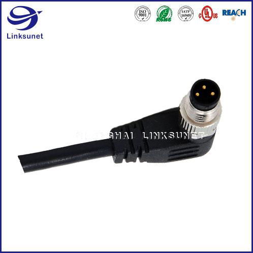 M8 3 Pin Waterproof connector and Wire 90° Screw Type Unshielded for automotive  3