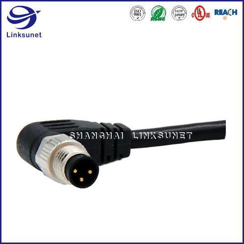 M8 3 Pin Waterproof connector and Wire 90° Screw Type Unshielded for automotive  4