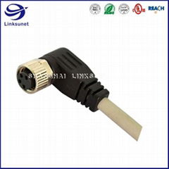 M8 90° Screw Type Unshielded 3 Pin Overmolded With Cable for automotive wire har