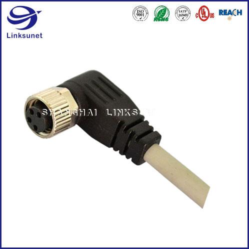 4 Pin Overmolded With Cable M8 90° Screw Type Unshielded for automotive wire har