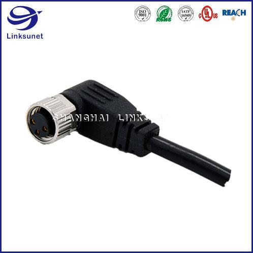 4 Pin Overmolded With Cable M8 90° Screw Type Unshielded for automotive wire har 2