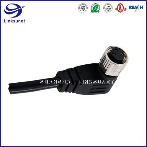 4 Pin Overmolded With Cable M8 90° Screw Type Unshielded for automotive wire har 3